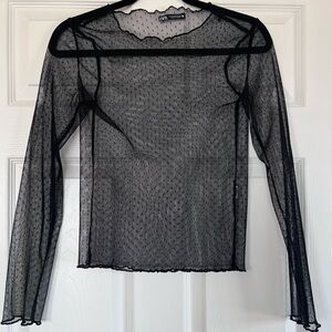 Zara sheer black top, size S